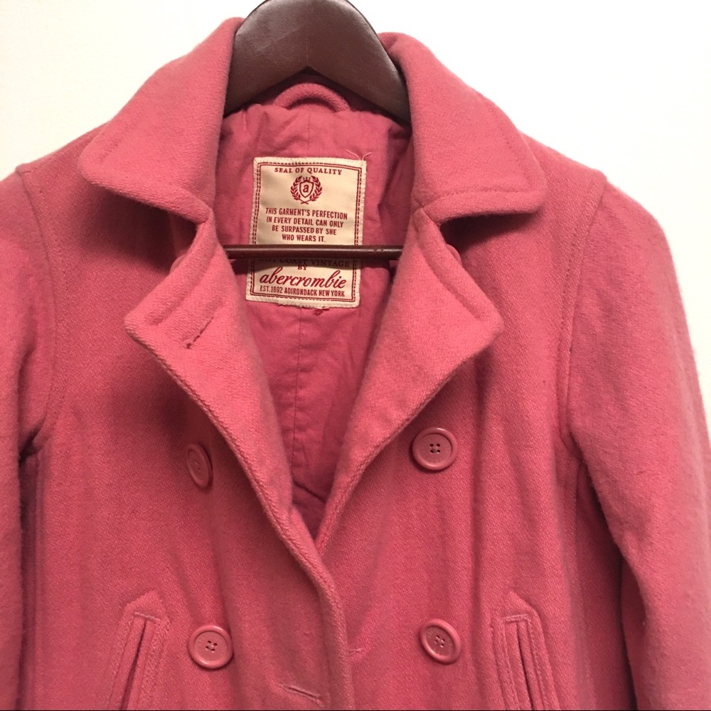 Abercrombie vintage peacoat coat jacket pink